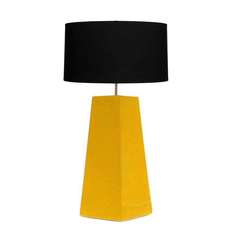 LAMPARA CÓNICA 3 AMARILLO CRAQUELADO PANTALLA NEGRA