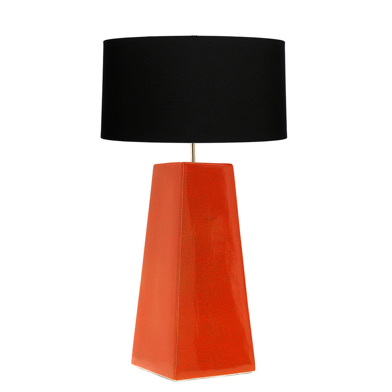 LAMPARA CÓNICA 3 NARANJO CRAQUELADO PANTALLA NEGRA