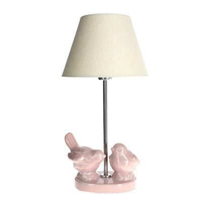 LAMPARA 2 PÁJAROS ROSADO