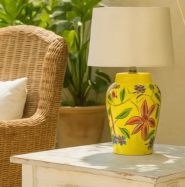 LÁMPARA ASIA 2 AMARILLA FLORES