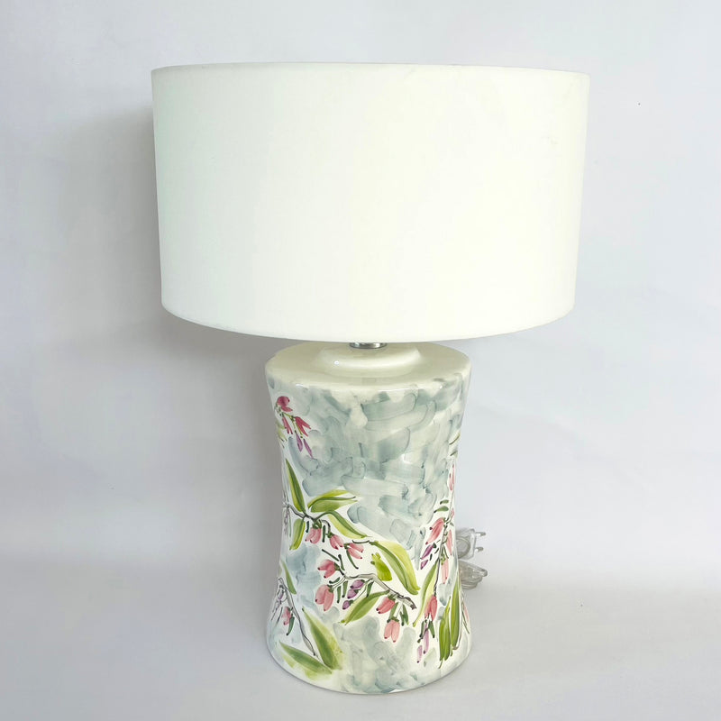 LÁMPARA LISBOA FLORES NARANJAS PANTALLA CRUDA (Copia)