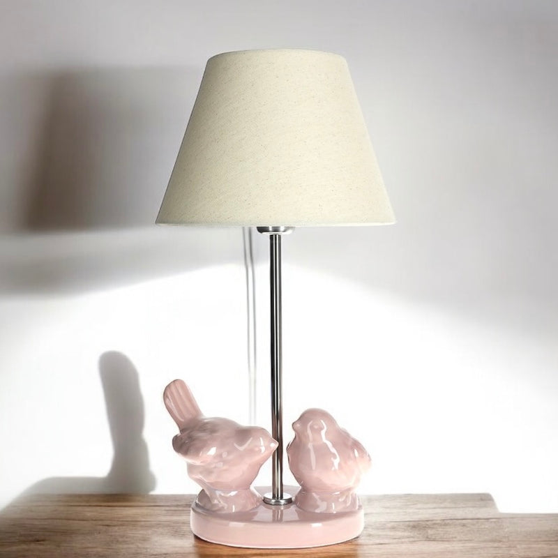 LAMPARA 2 PÁJAROS ROSADO