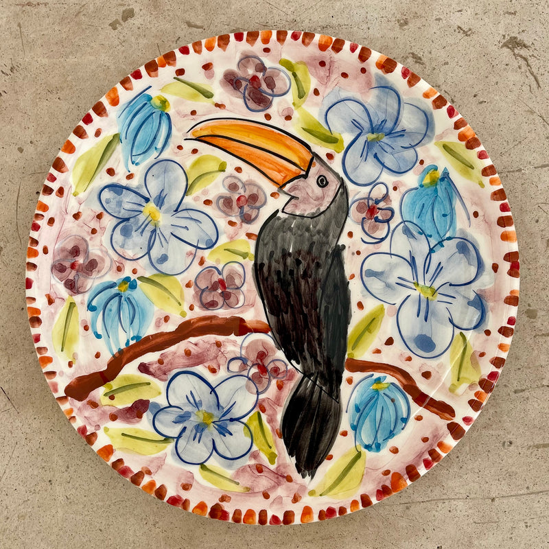 PLATO TUCÁN ÍNDIGO PINTADO A MANO