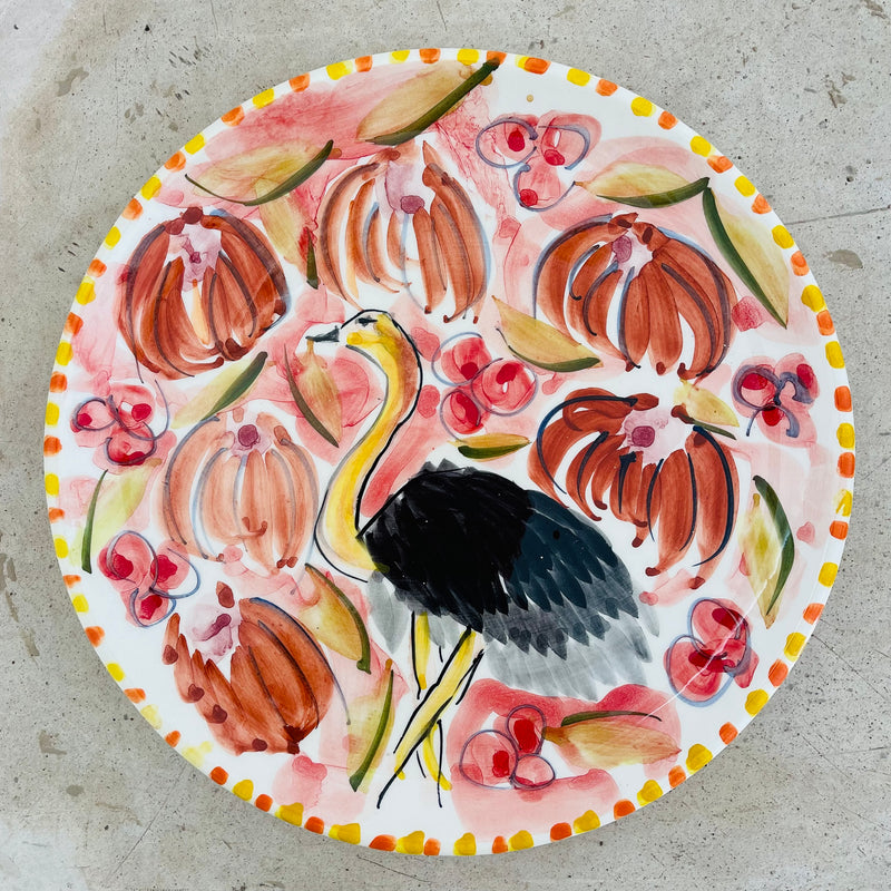 PLATO AVESTRUZ ROSADO PINTADO A MANO
