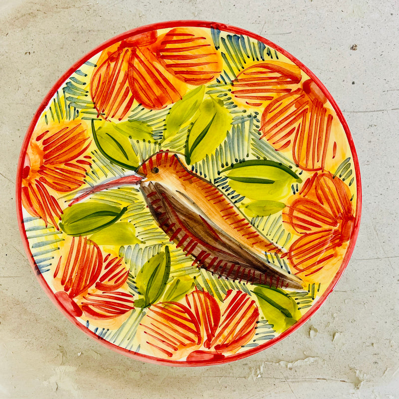 PLATO PICAFLOR NARANJO PINTADO A MANO