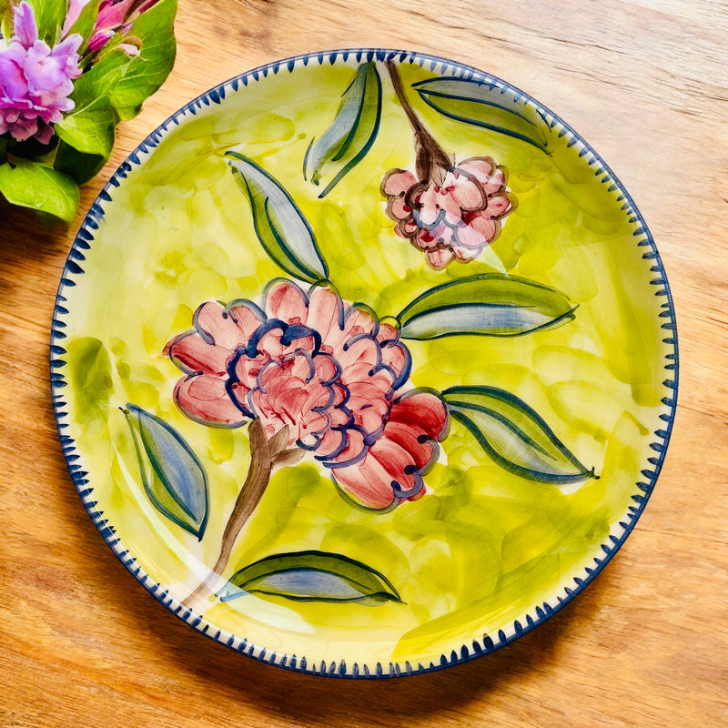 PLATO FLOR ROSADO PINTADO A MANO