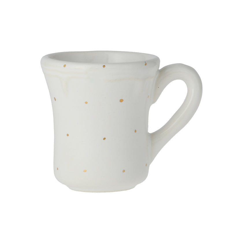 TAZA DE CAFÉ EXPRESO BLANCO PUNTOS DORADOS
