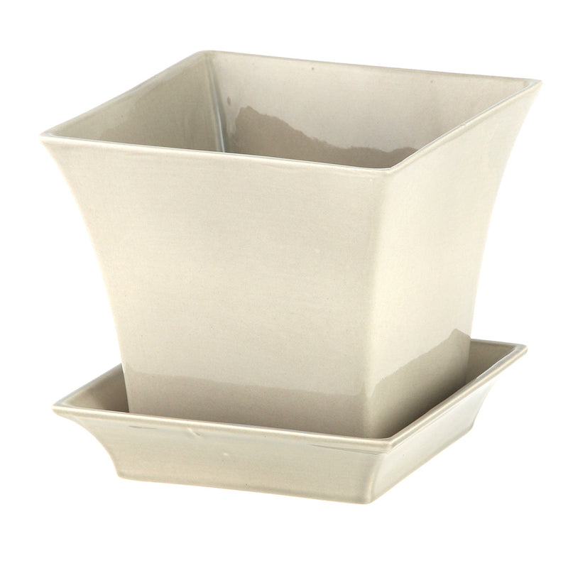 MACETA MACA 1 CON BASE MARFIL